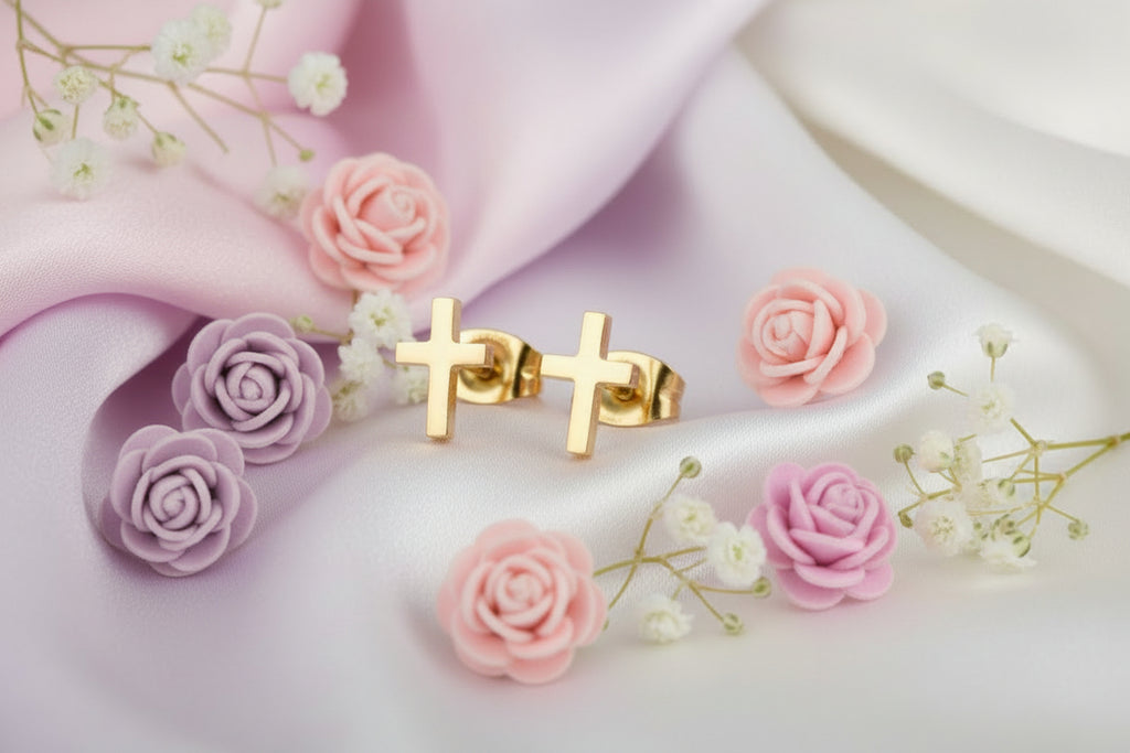 Faith Forward Cross Earrings  (Silver & Gold)