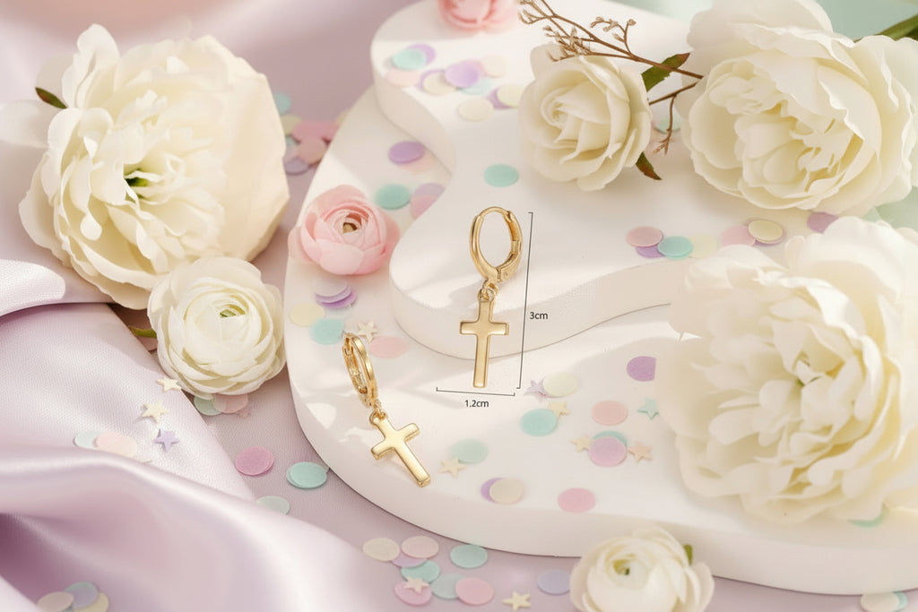 Bold Spirit Cross Hoops  (Silver & Gold)