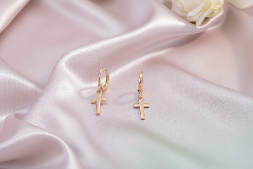 Bold Spirit Cross Hoops  (Silver & Gold)