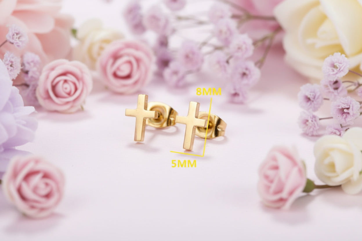 Faith Forward Cross Earrings  (Silver & Gold)