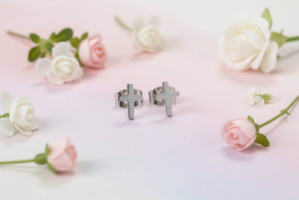 Faith Forward Cross Earrings  (Silver & Gold)