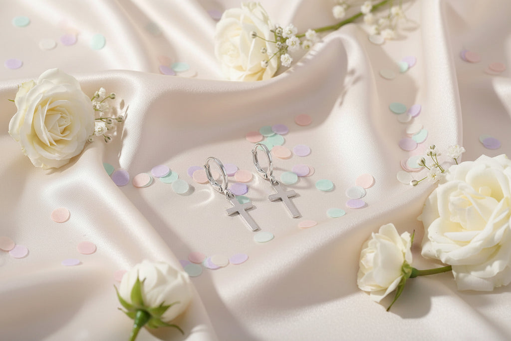 Bold Spirit Cross Hoops  (Silver & Gold)