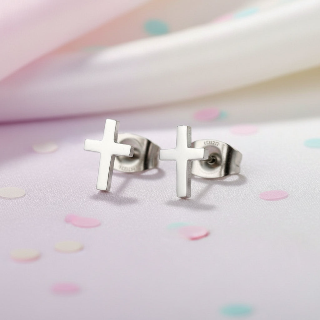 Faith Forward Cross Earrings  (Silver & Gold)