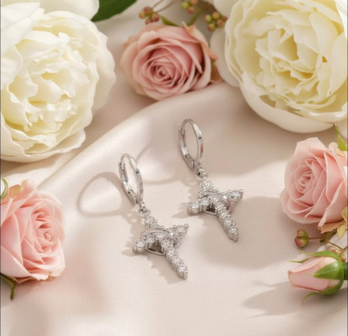 Crowned Cross Earrings