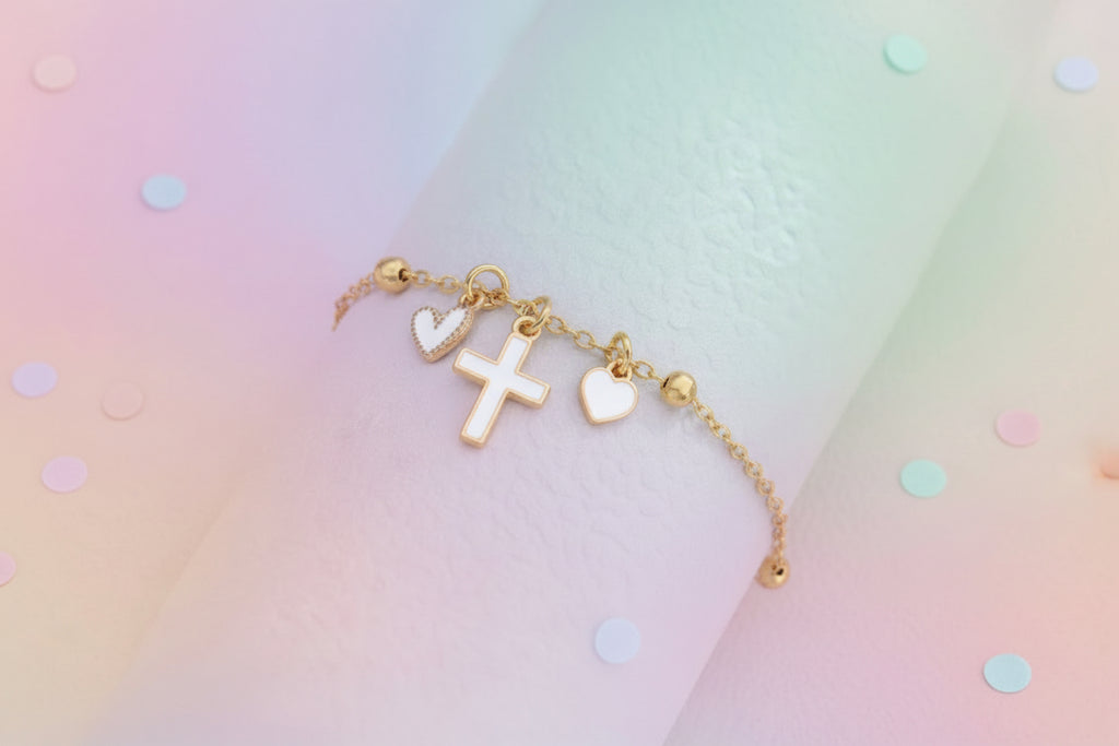 Graceful Hearts Cross Bracelet