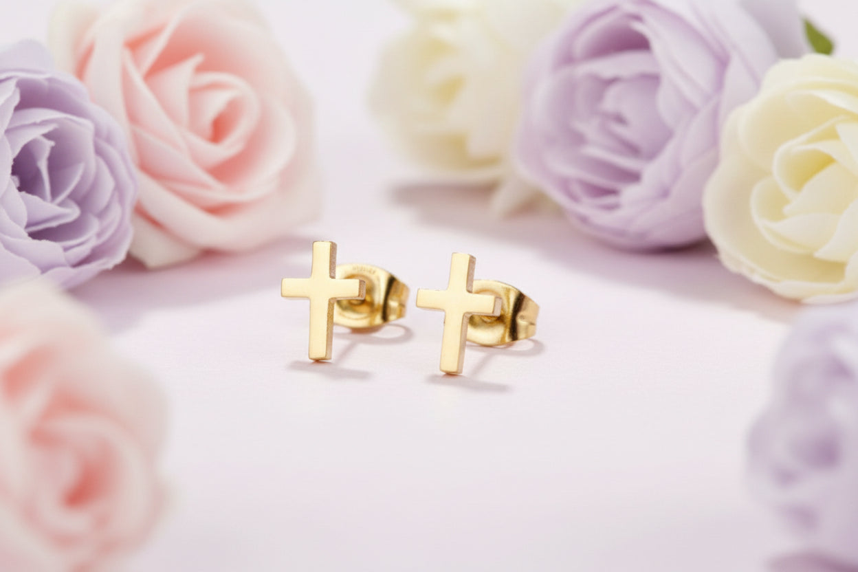 Faith Forward Cross Earrings  (Silver & Gold)